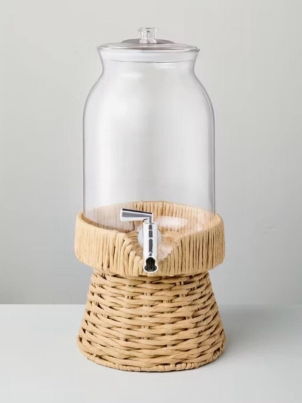 Hearth & Hand Beverage Dispenser 7L with Woven Rattan Base - Natural